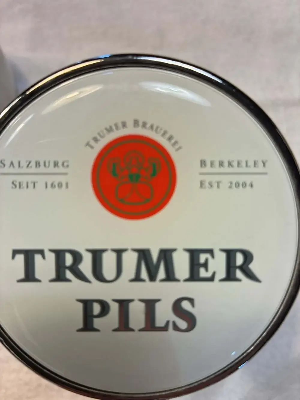 Trumer Pils Beer Tap Handle 13 Inch Chrome Round